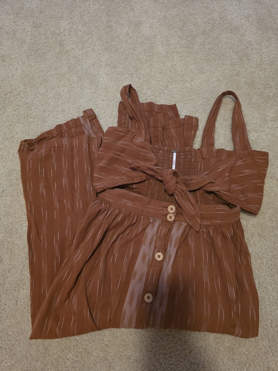Free People Pants - FREE PEOPLE Rust Stripe Tie-Front Jumpsuit